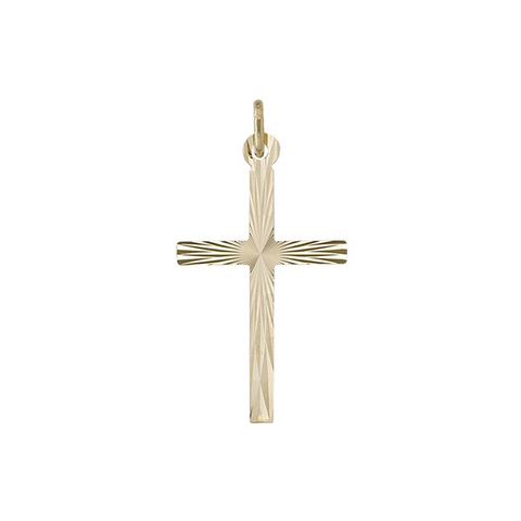 14 Karat Yellow Gold Flat Italian Cross Pendant