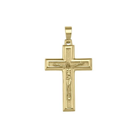 10k, 14k Yellow Gold Religious Italian Cross with Crucifix