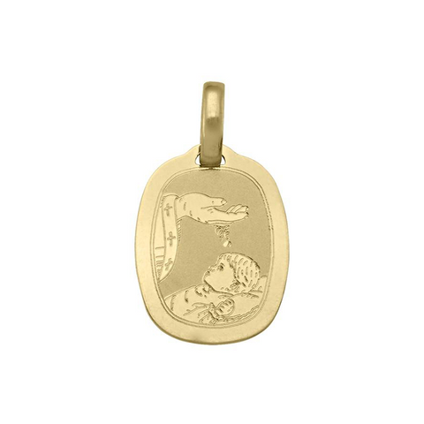 10, 14 Karat Yellow Gold Solid Baptism Medalion