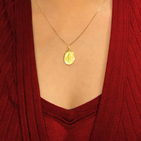 10, 14 Karat Yellow Gold Solid Miraculous Regular Medalion
