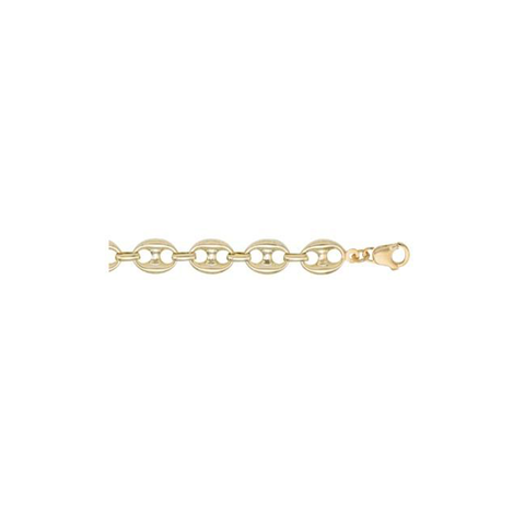 10, 14 Karat Yellow Gold Hollow Puffed Anchor 11.0 mm Italian Bracelet