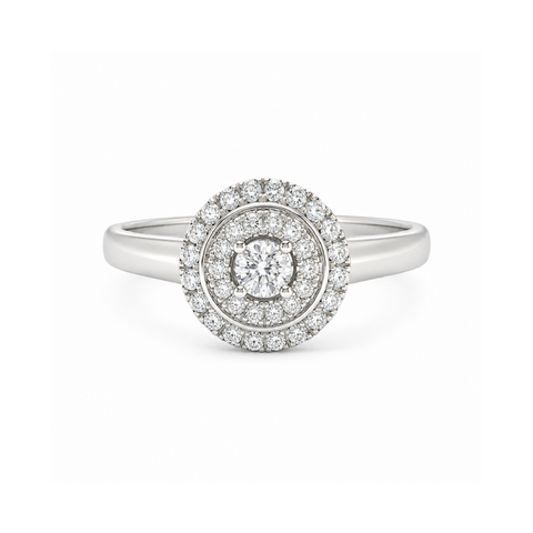 10K White Gold 0.25TDW Halo Diamond Ring