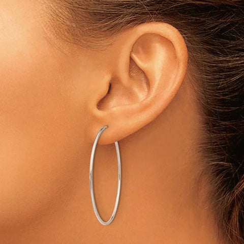 10K White Gold 52mm Sleeper Earrings