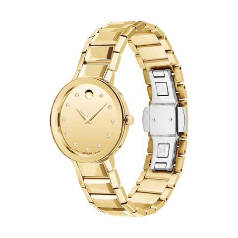 Movado Quartz Diamond Gold Dial Women's Watch 0607550