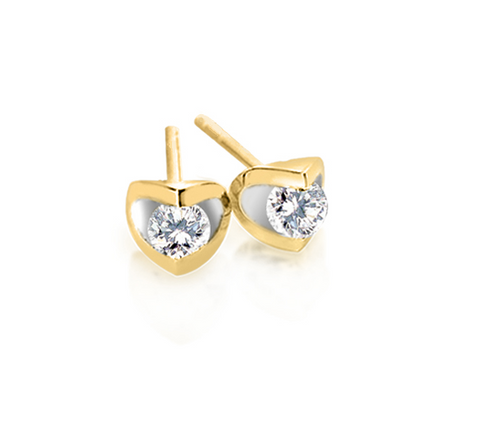 Canadian Diamond 0.20ct Solitaire Earrings in Tension Set in 14K Yellow Gold