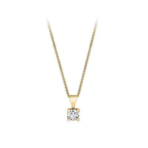 Canadian Diamond 0.50ct Solitaire Pendant in Four Claw Setting Set in 14K Yellow Gold