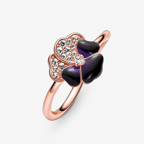 Pandora Deep Purple Pansy Flower Ring