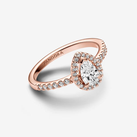 Pandora Sparkling Pear Rose Gold Plated Halo Ring