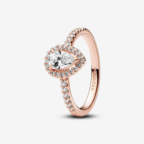Pandora Sparkling Pear Rose Gold Plated Halo Ring