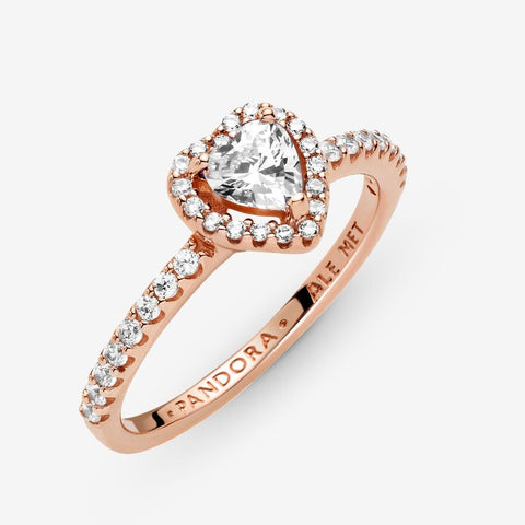 Pandora Sparkling Elevated Heart Ring 188421C02