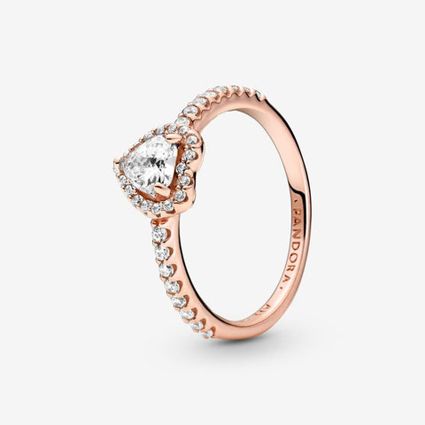 Pandora Sparkling Elevated Heart Ring 188421C02