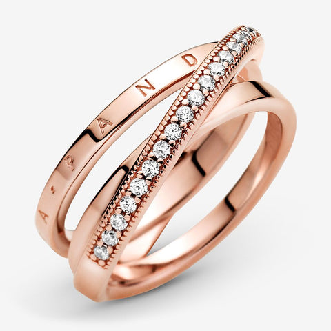 Pandora Crossover Pave Triple Band Ring