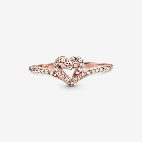 Pandora Sparkling Wishbone Heart Ring 189302C01