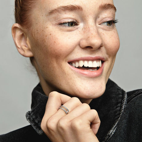 Pandora Signature Logo & Pave Double Band Ring