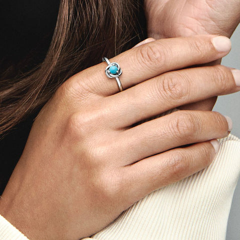 Pandora December Turquoise Blue Eternity Circle Ring