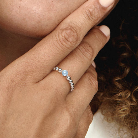 Pandora December Sky Blue Beaded Ring