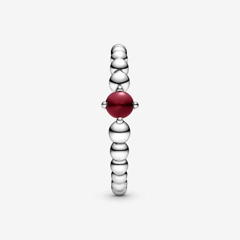 Pandora January Dark Red Beaded Ring