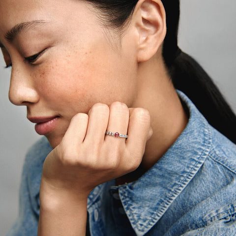 Pandora January Dark Red Beaded Ring