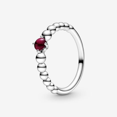 Pandora January Dark Red Beaded Ring
