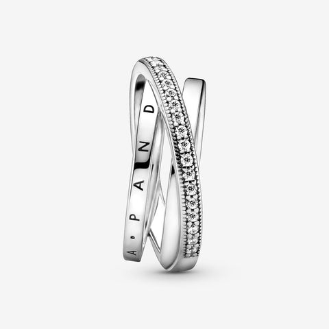 Pandora Crossover Pave Triple Band Ring