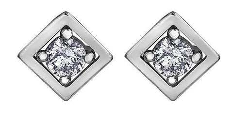 10K White Gold 0.08TDWW Diamond Earrings