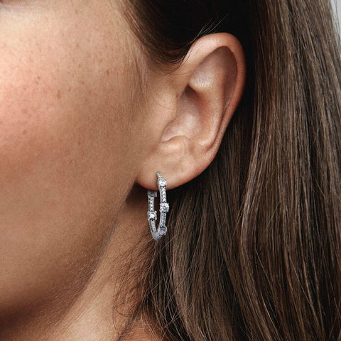 Pandora Sparkling Pave Bars Hoop Earrings
