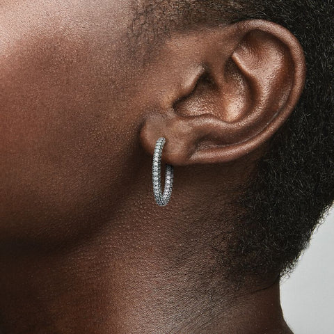 Pandora Timeless Pave Single-row Hoop Earrings