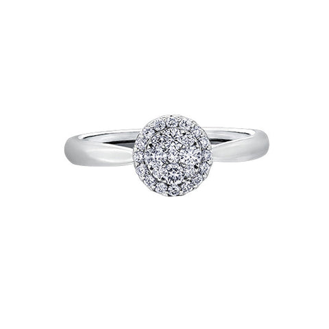 14K White Gold Diamond Ring with 1.00 Carat Cluster Solitaire