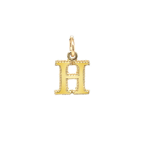 10K Yellow Gold Initial Letter H Pendant