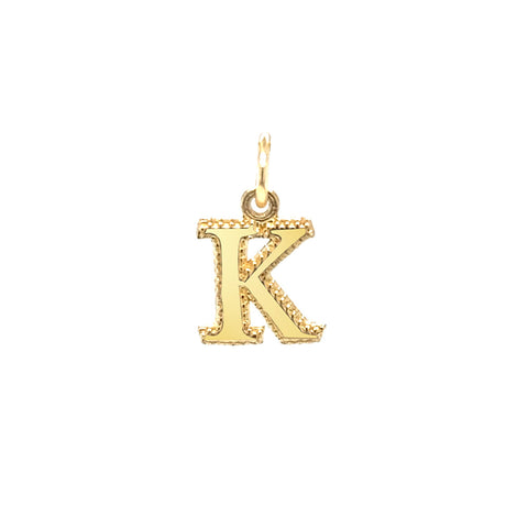 10K Yellow Gold Letter Initial K Pendant