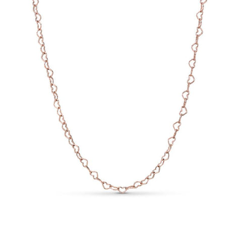 Pandora Joined Hearts Necklace In Pandora Rose 60 Cm