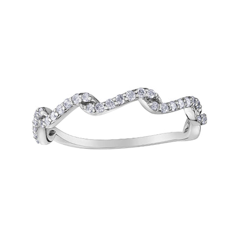 10K White Gold Diamond Wave Ring with 0.23TDW Diamonds