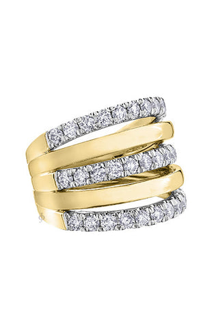 10K Yellow Gold 1.50tdw 33 Diamond Right Hand Ring