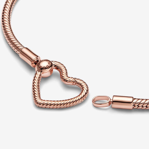 Pandora Moments Heart Closure Snake Chain Bracelet 582257C00