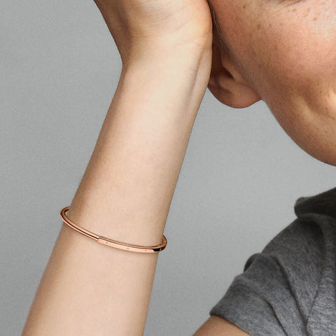 Pandora Signature I-D Rose Gold-plated Open Bangle
