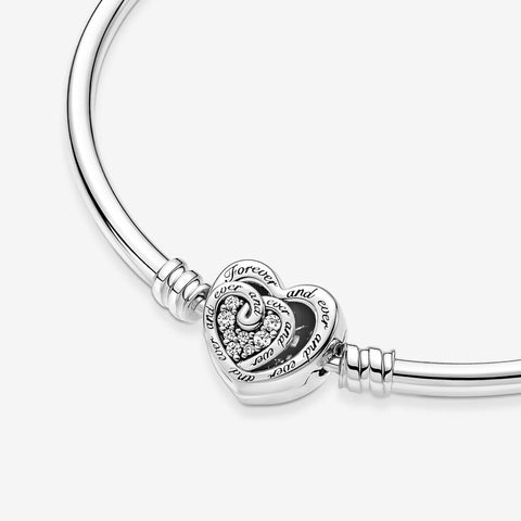 Limited Edition Pandora Moments Entwined Infinite Hearts Clasp Bangle