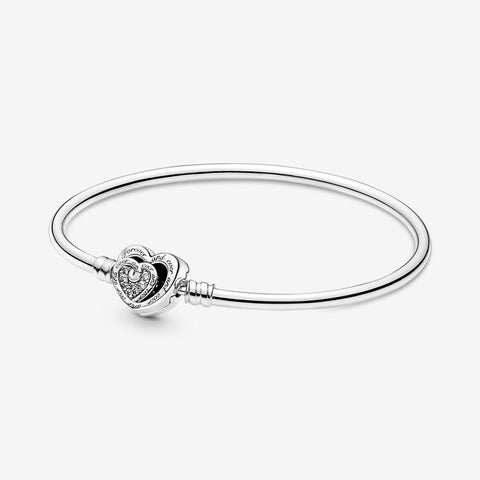 Limited Edition Pandora Moments Entwined Infinite Hearts Clasp Bangle