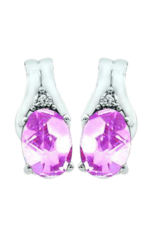 October Birthstone Earring with Diamond Accent set in 10K White Gold 84191010