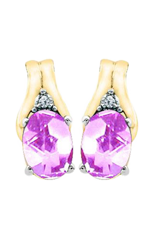 October Birthstone Earring with Diamond Accent set in 10k Yellow gold 84191020