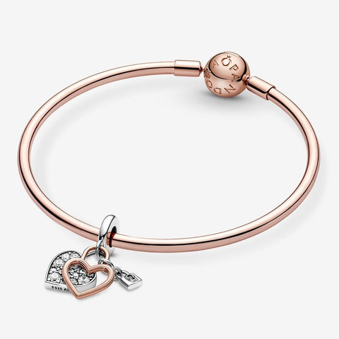 Pandora Heart Padlock Double Dangle Charm