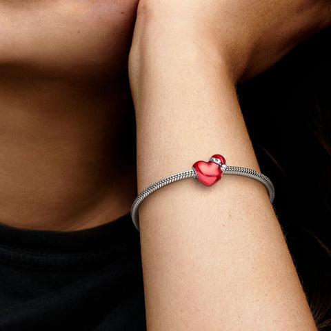 Pandora Metallic Red Christmas Heart Charm