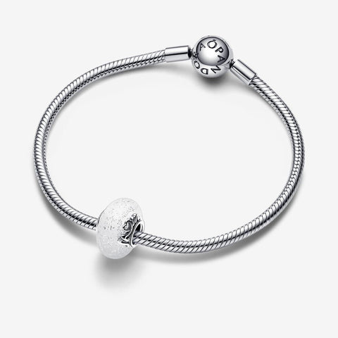 Pandora Glittery White Murano Glass Mum & Love Charm