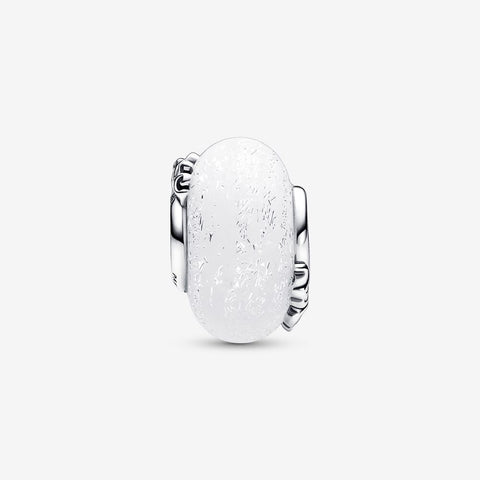 Pandora Glittery White Murano Glass Mum & Love Charm