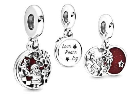 Pandora Santa Love Peace Joy Dangle Charm