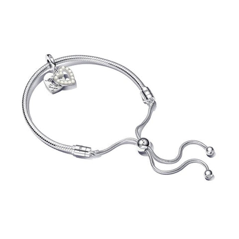 Pearlescent White Heart Bracelet Gift Set