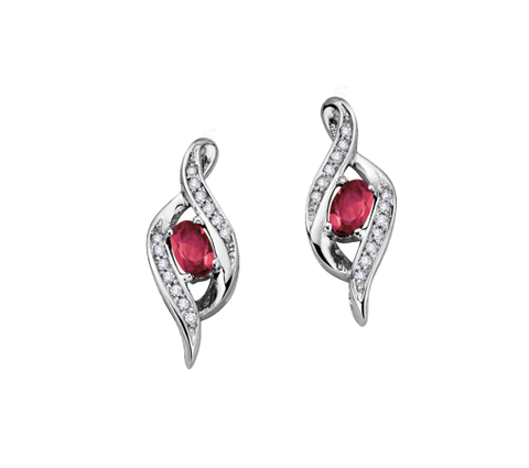 10k White Gold Ruby and Diamond Infinity Earrings