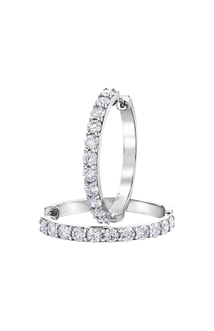 10K White Gold 3.00TDW Diamond Hoop Earrings