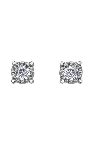 10K White Gold 0.20TDW Diamond Illusion Set Stud Earrings