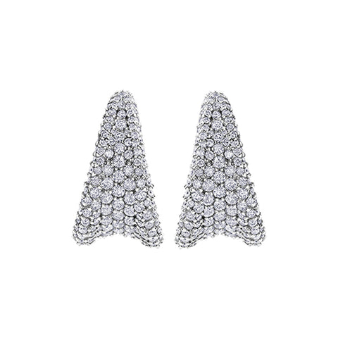 2.25TDW Diamond Pave Clip Earrings in 14K White Gold