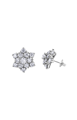 10K White Gold 2.00TDW Diamond Classic Cluster Stud Earrings